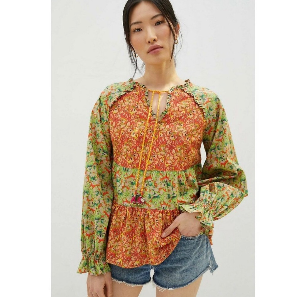 Anthropologie floral blouse XS
